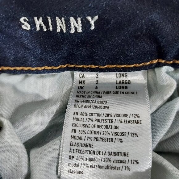 American Eagle Super Stretch Skinny Women Dark Blue Jeans Size 2Long 28x30.5 - Picture 5 of 12